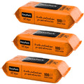 Three packages of Petz Park pet wipes on a white background