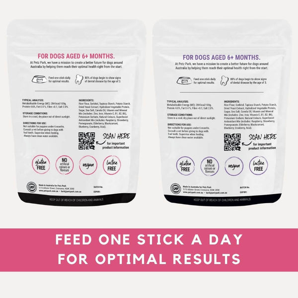 petz park dental sticks dosage table, how many dental sticks to feed dog