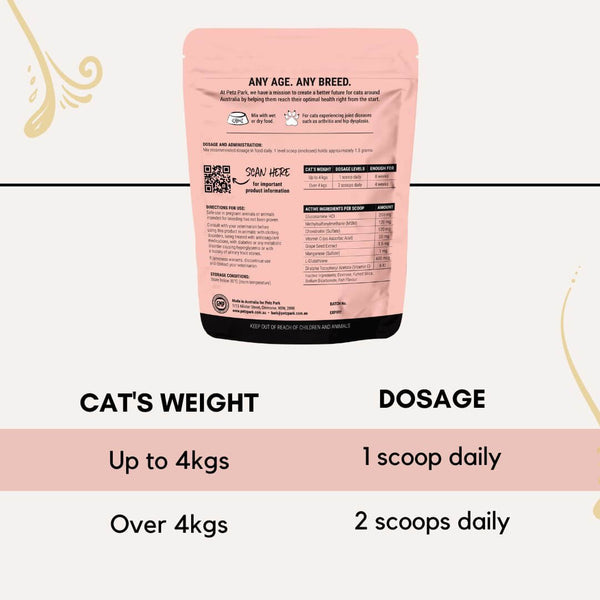 dosage for hip and joint supplement for cats